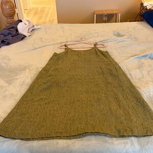 Eileen Fisher Washed Organic Linen Délavé Cami Dress Green Midi Dress